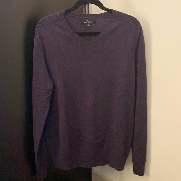 Marc Anthony plum v neck sweater with detailing on the shoulders - Picture 1 of 3